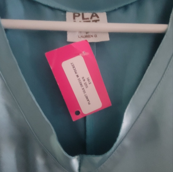 PLANET SILK BLUE SHIFT W POCKETS - Picture 3 of 4